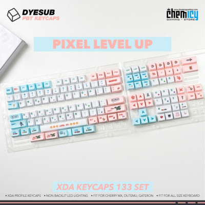 Keycaps Pixel Level Up PBT Dye-subs 133 Set XDA Profile